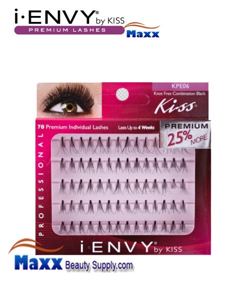 12 Package - Kiss i Envy Individual Eyelashes - KPE06 - Knot Free Comb Black